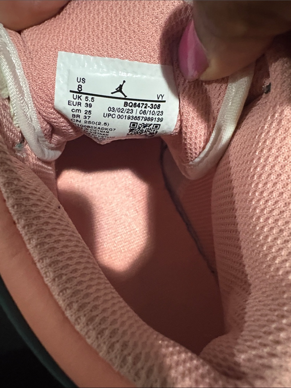 Jordan Women's Low-Top Sneakers in Teal and Coral Pink - Picture 2 of 3